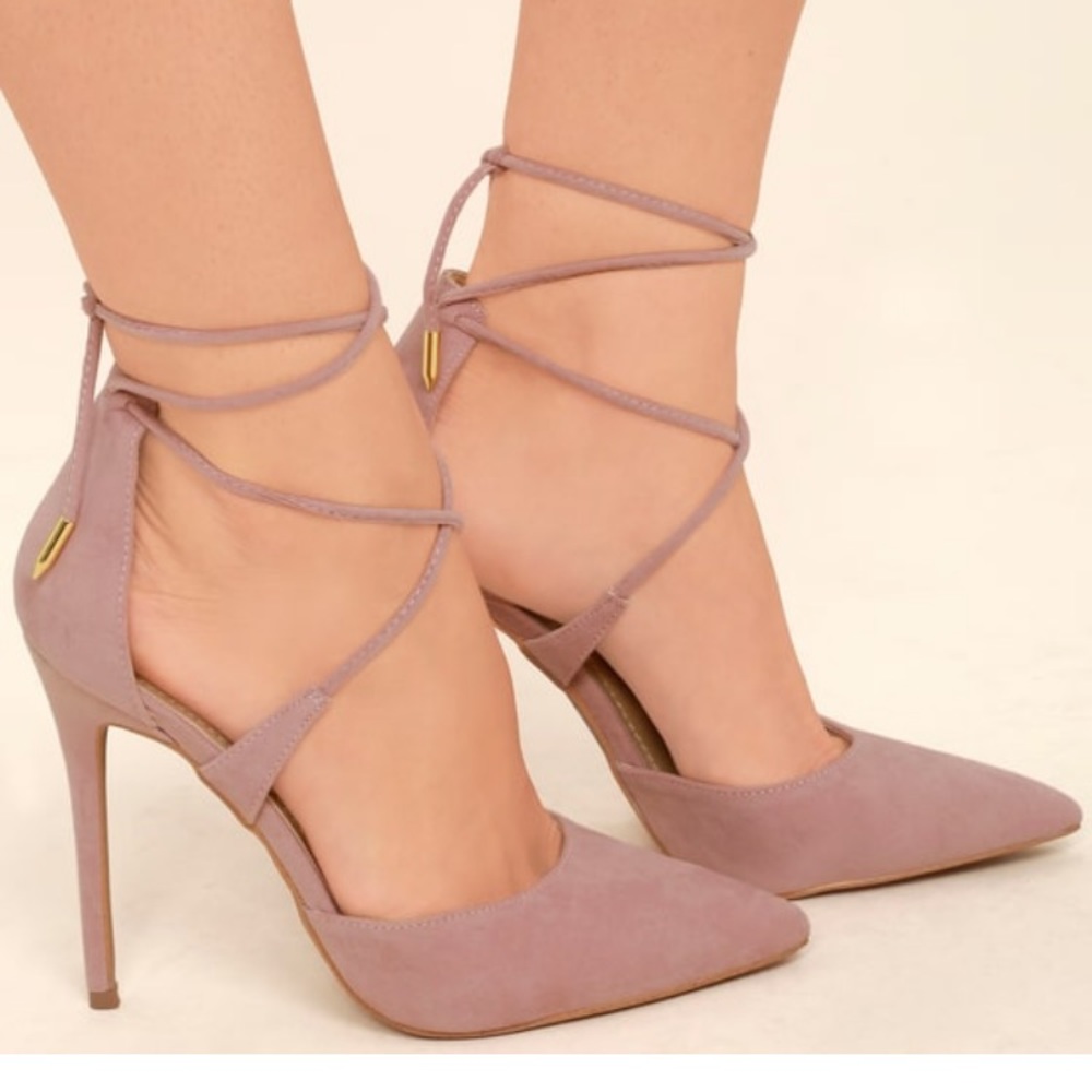 Dani Suede Lace Up Heels - Dusty Rose